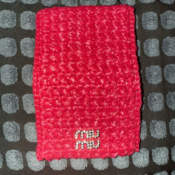 Miu Miu Pink Crochet Card Holder - Picture 3 of 8